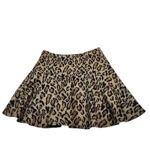 Women's Free People Leopard Mini Skirt Size 8 Brown Black Round Flare Textured